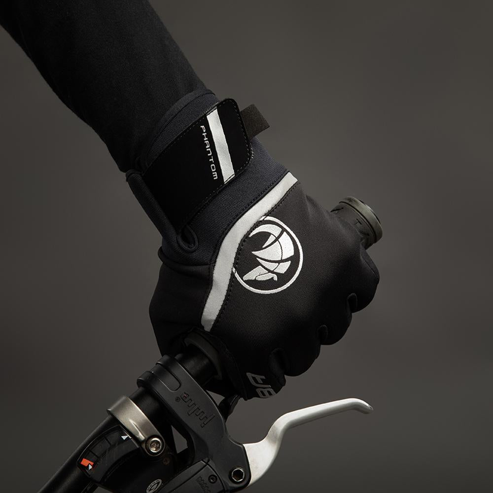 CHIBA Phantom - Radhandschuhe Softshell, winddicht, Touchfinger, schwarz/schwarz, Gr. M
