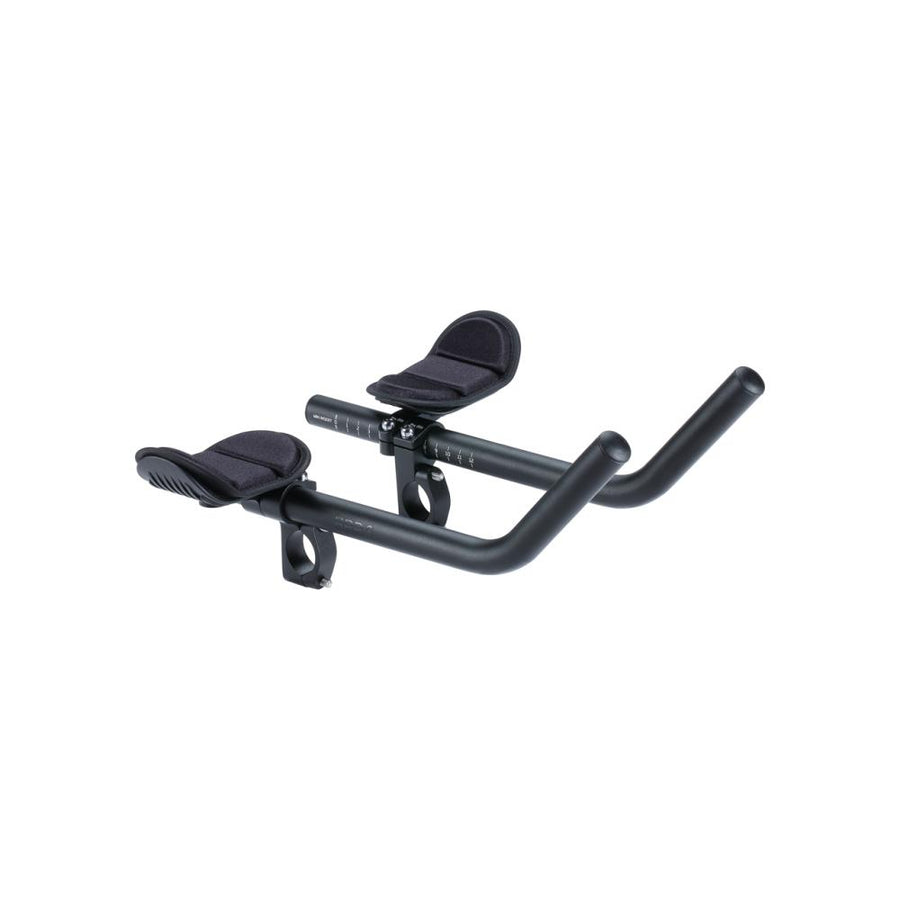 Schwarzer aerodynamischer BBB AeroMAX Triathlon-Aufsatz 31.8mm für Rennräder.
