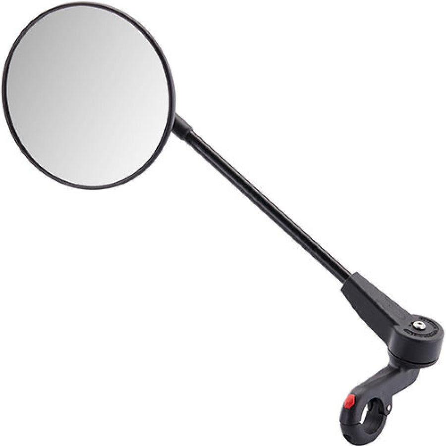Krampe Spiegel KF1 Typ A Ø103mm - Klappbarer Außenspiegel mit Außenklemmung E-25 schwarz - Fahrradspiegel