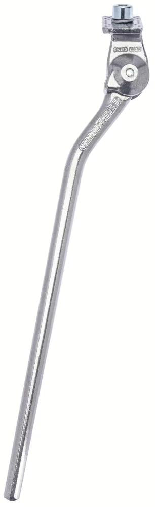 PLETSCHER Seitenständer ESGE 28 Zoll silber poliert - Aluminium-Druckguss, Ständerplatte 305 mm, mit Innensechskantschraube M10 x 20 und Federring, langlebig für Erstausrüstung
