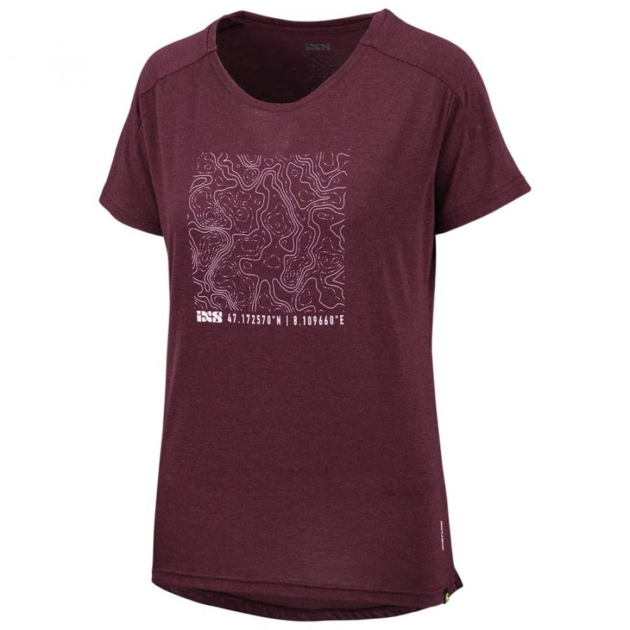 IXS Sports Division iXS Flow Girls Contour Tech Tee KM Raisin - atmungsaktives Bike-Shirt für Girls
