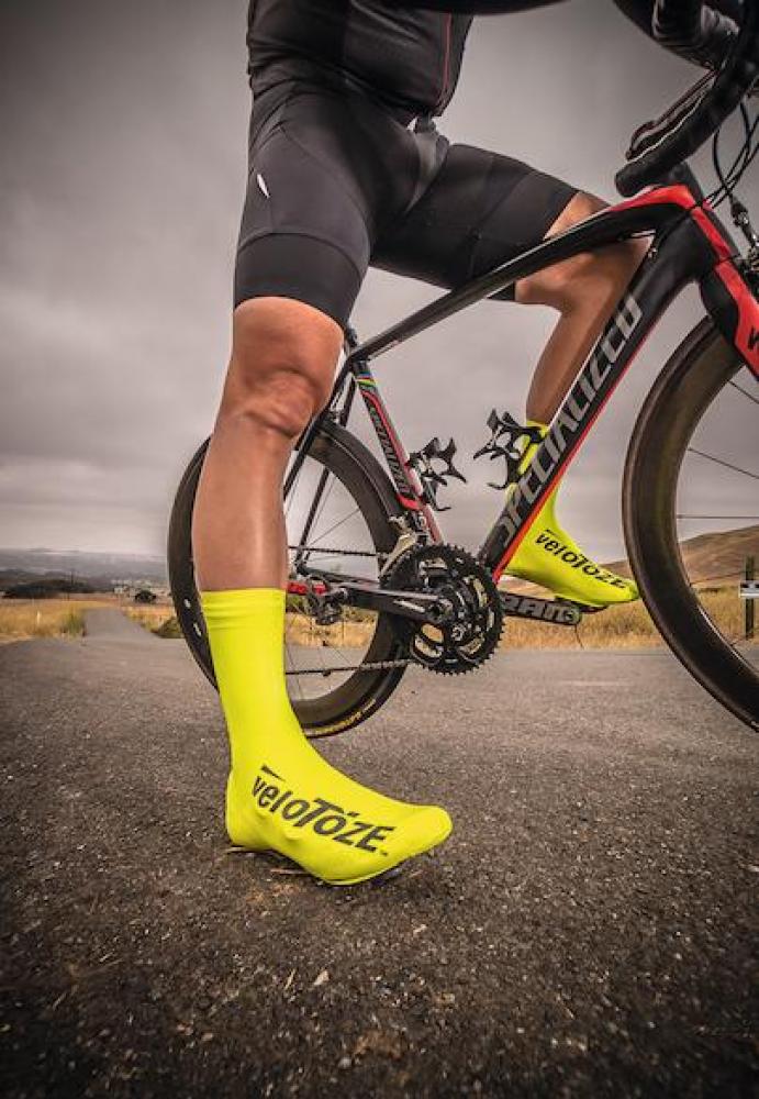 VeloToze Überschuh lang gelb S - wasserdichter Aero-Überschuh für kalte Radtage