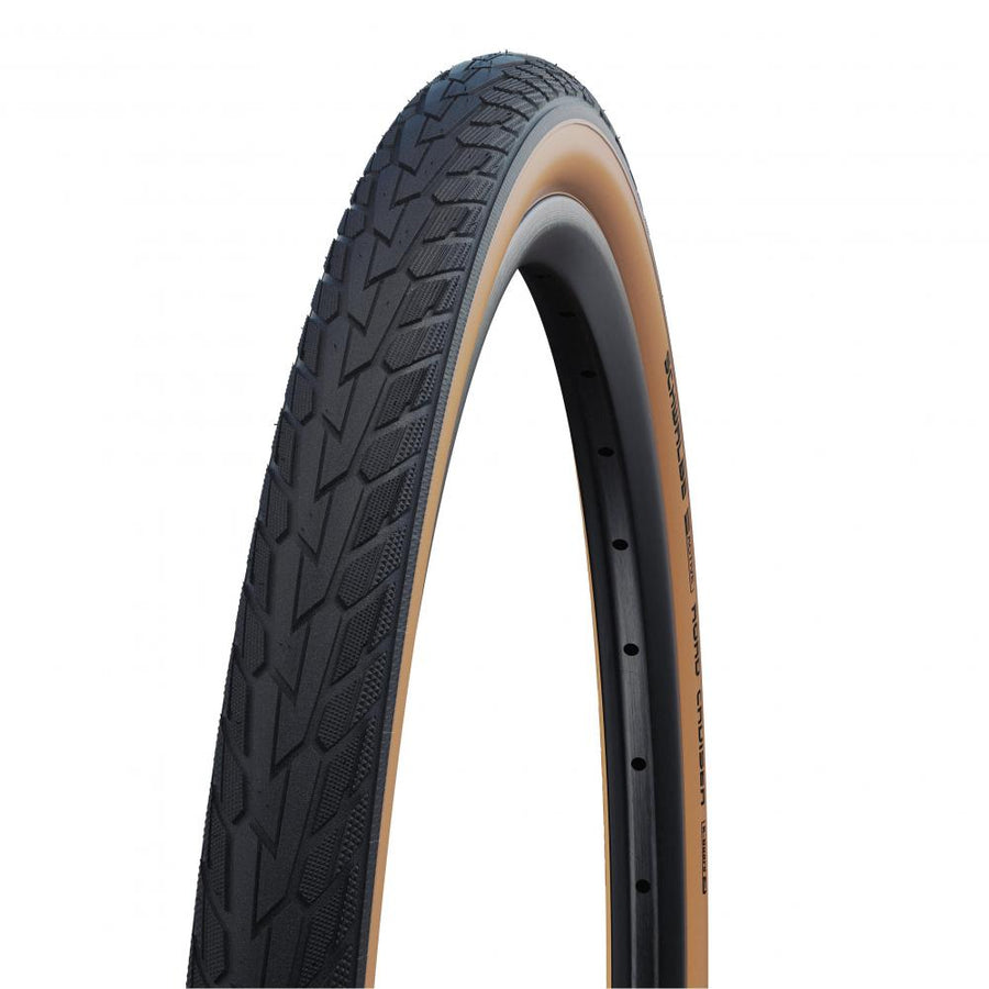 Schwalbe Road Cruiser 27x1.25 Zoll 32-630 Fahrradreifen in Schwarz-Beige mit HS484 Profil als Drahtreifen.
