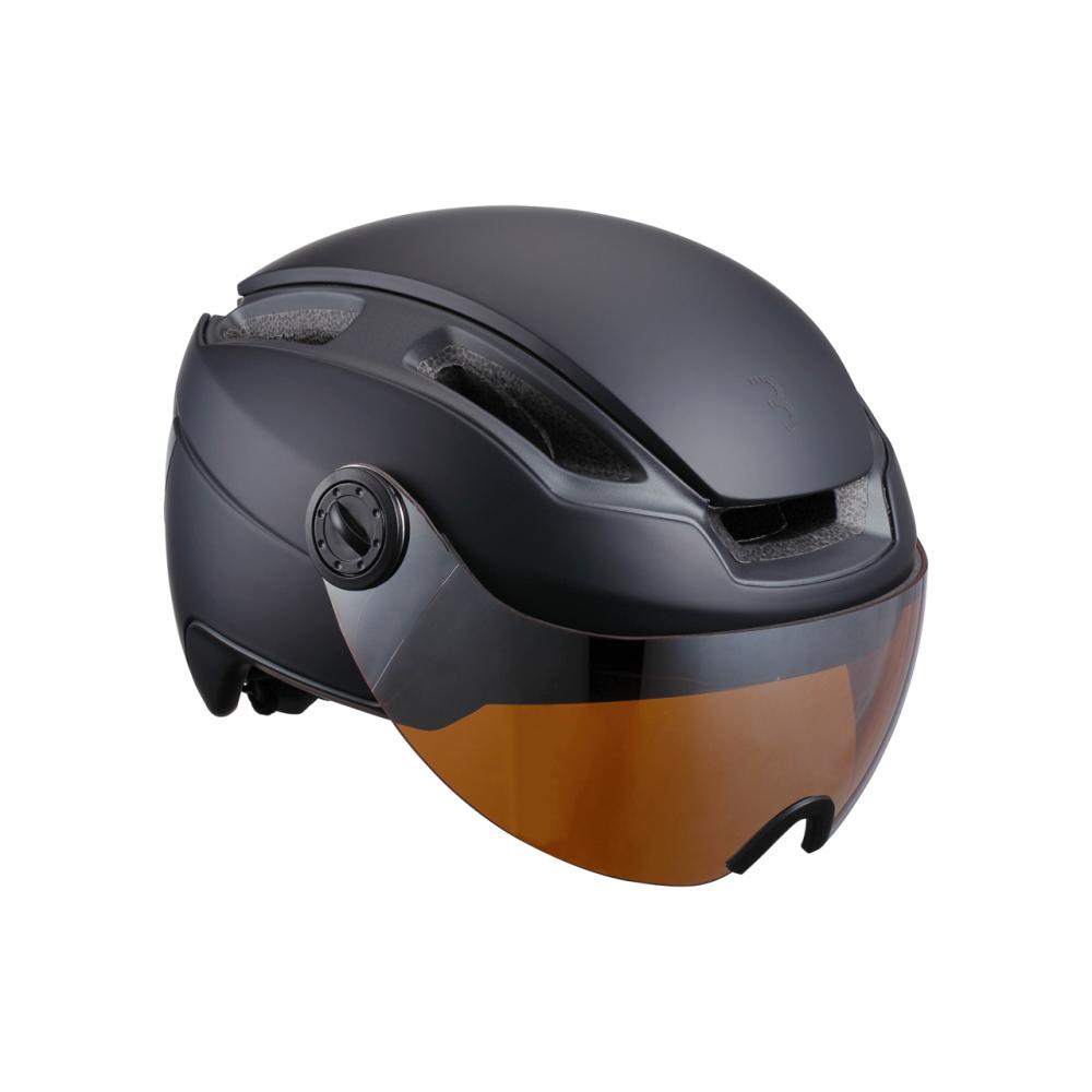 BBB Cycling Helm Indra Faceshield Smoke Mirror Lens M matt schwarz - sicherer E-Bike-Cityhelm