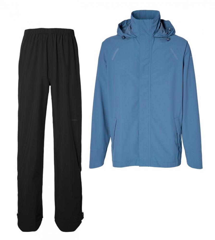 Basil Hoga Unisex Fahrrad Regenanzug: Jacke Horizon Blue, Hose Schwarz, Größe XXL.