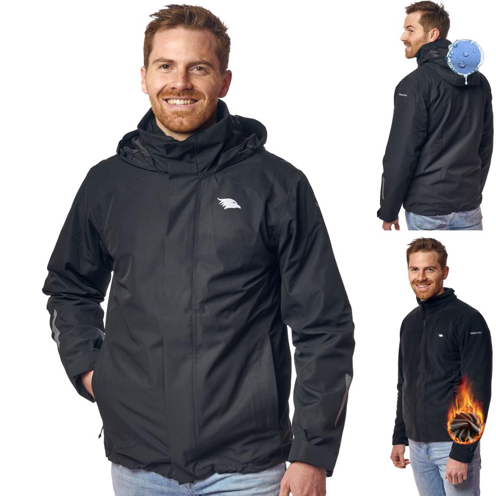 Valkental Jacke 3in1 Smart Jacket wasserdichte Jacke mit Fleece Zipp-In Herren 4XL schwarz