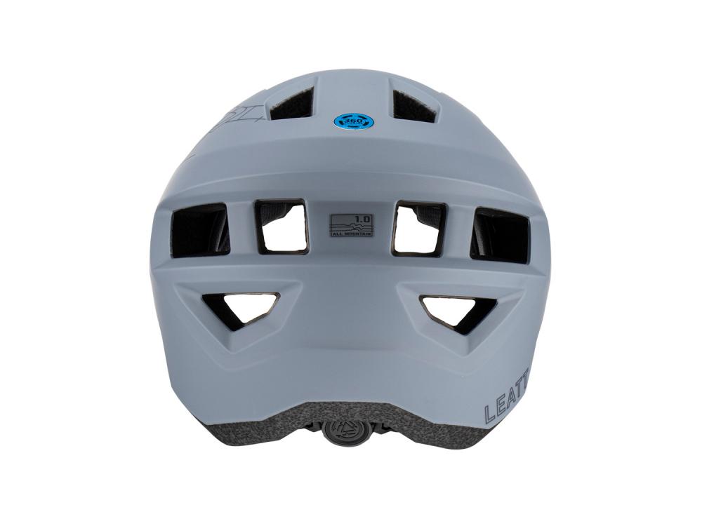 Leatt Helm MTB All Mountain 1.0 Titanium M, grauer Fahrradhelm von vorne.