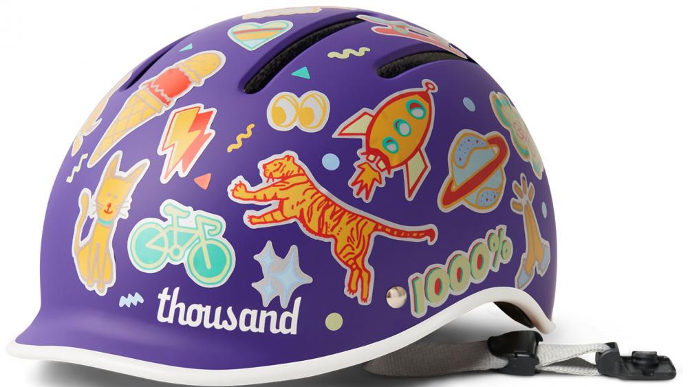 Thousand JR Kinderhelm Party Purple Unisize XS (49-53cm) - Leichter Fahrradhelm mit Fidlock Magnetverschluss, verstellbar, EPS-Schaum, CPSC/EN1078 geprüft