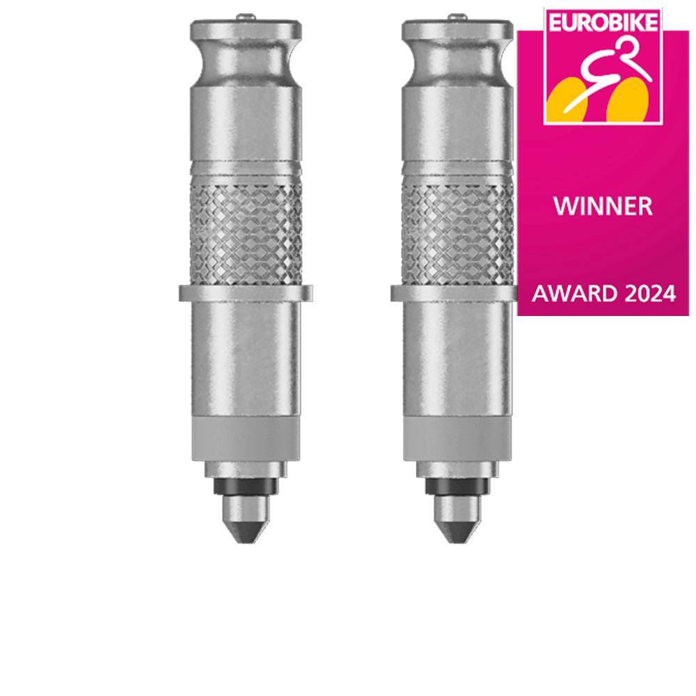 Schwalbe CLIK VALVE DV-SCV Ventil-Umrüstset für Dunlop/SCV, silber, Eurobike Award 2024 Gewinner.