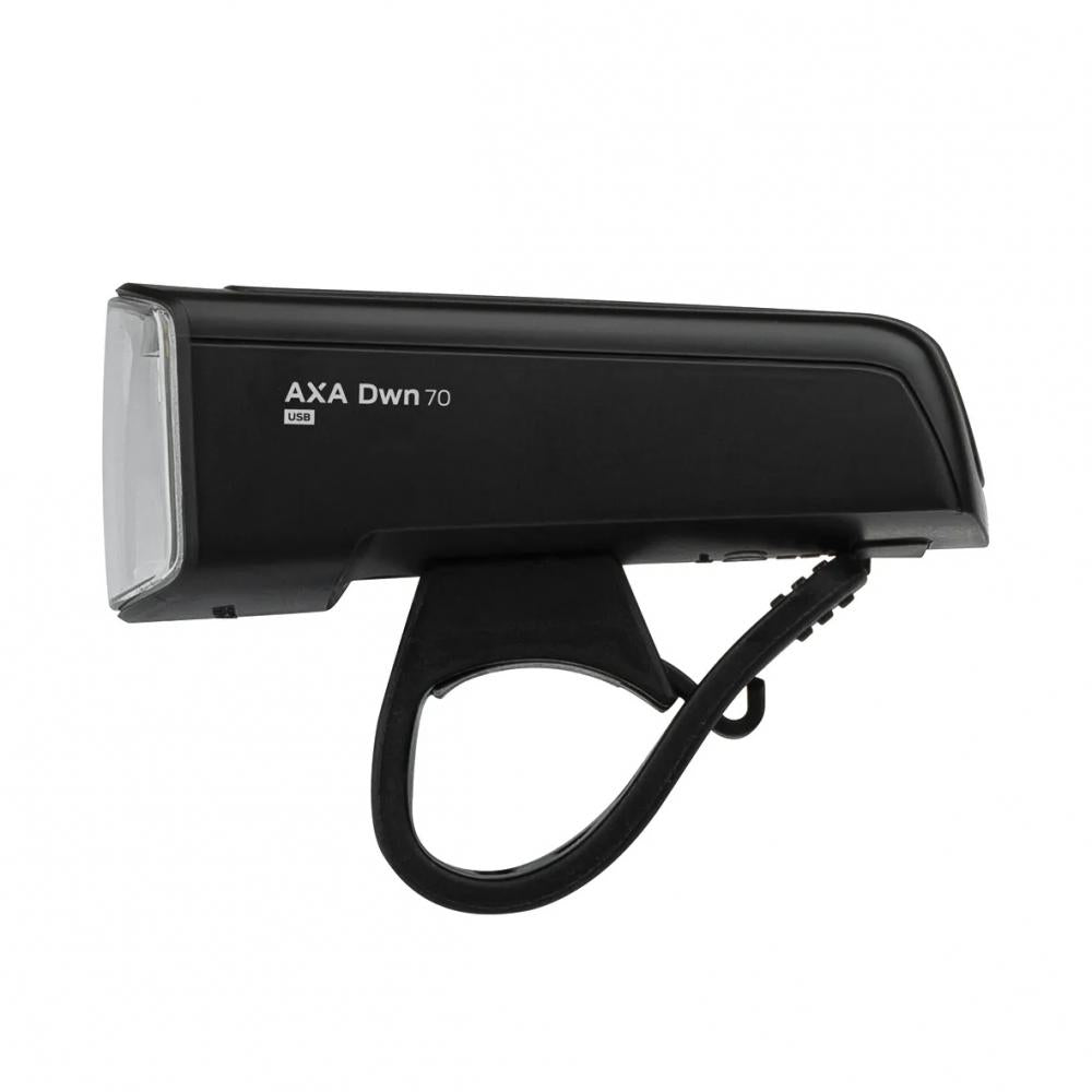 Axa DWN 70 Akku-Beleuchtungsset 70 Lux Schwarz - USB-aufladbar mit Bremslichtfunktion - Fahrradbeleuchtungsset