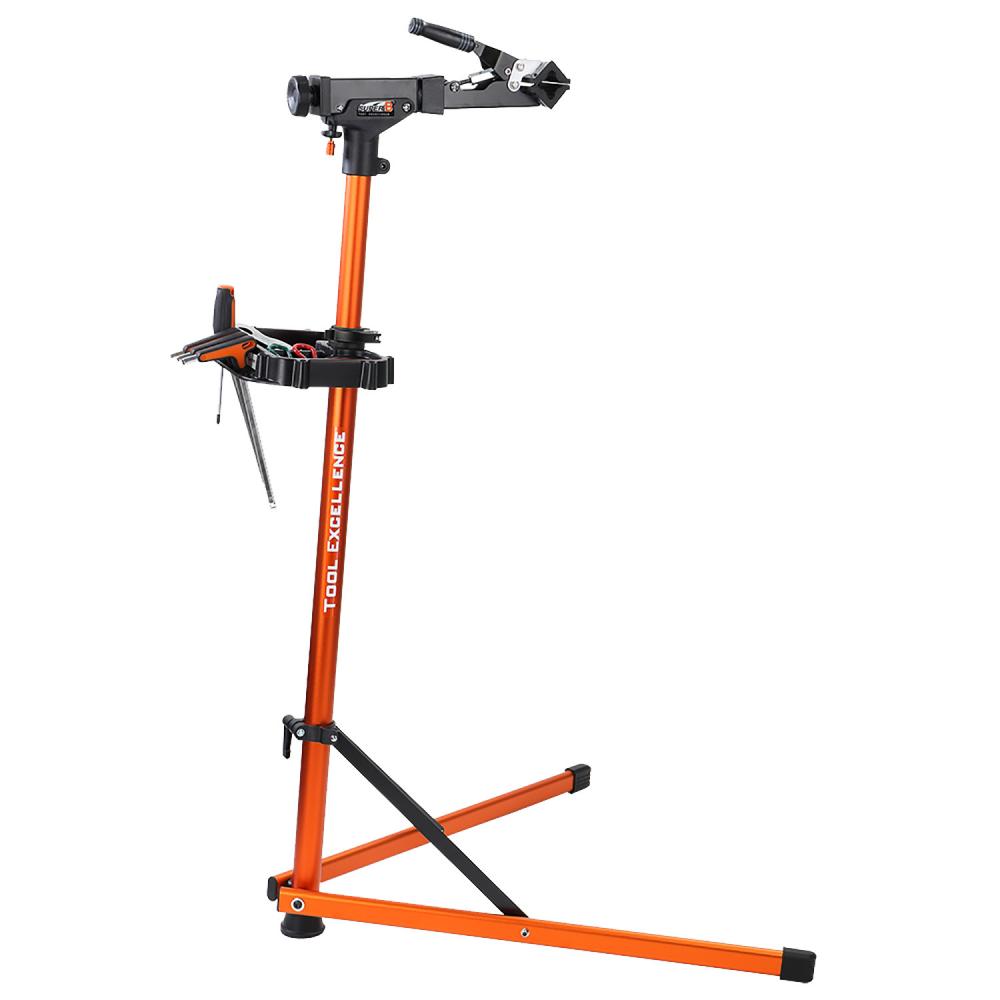SUPER B TB-WS20 Montageständer Top Assist aus orangefarbenem Aluminium, höhenverstellbar 106-144 cm.