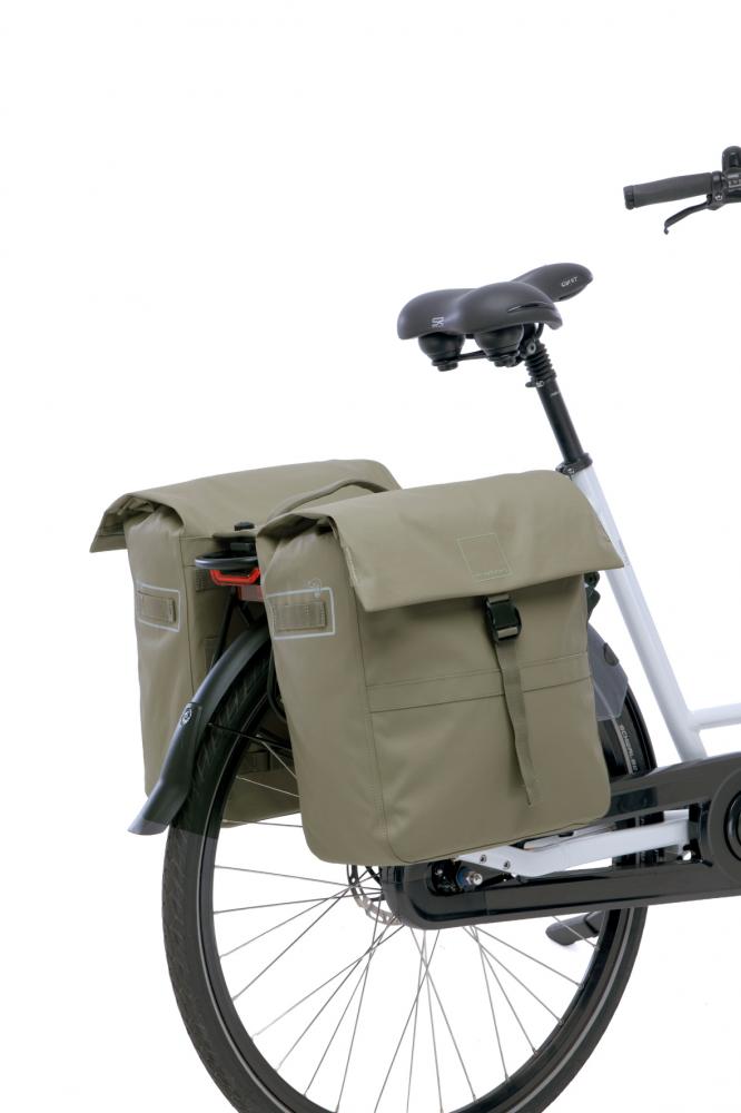 New Looxs Doppelpacktasche Leeds Double MIK 2.0 2x19L Taupe - geräumige City-Fahrradtasche