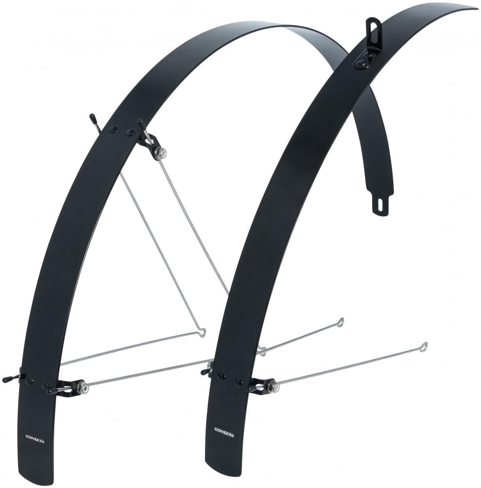 CONTEC Flat Fender Schutzblech-Set 28" Aluminium, 42 mm breit, schwarz, extrem stabil, gradlinig und flach, inklusive Streben