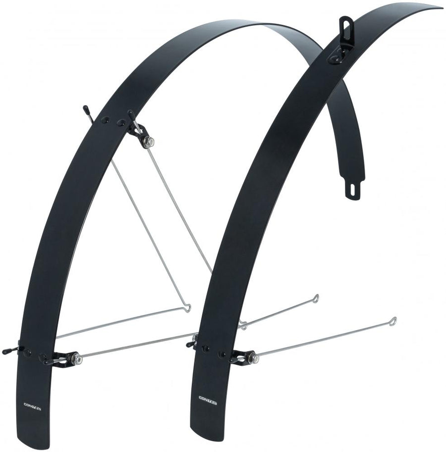 CONTEC Flat Fender Schutzblech-Set 28" Aluminium, 42 mm breit, schwarz, extrem stabil, gradlinig und flach, inklusive Streben