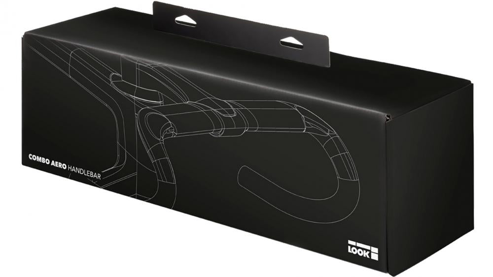 Look Combo Aero HB Carbon Lenker 44cm - Stealth matt schwarz, integriertes Cockpit für Aero-Rennräder, interne Kabelführung