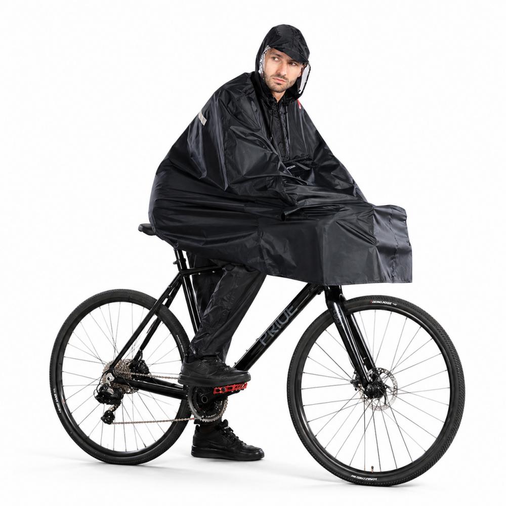 CHIBA Regenponcho - XL/XXL, schwarz, wasserdicht, reflektierend, Radsport