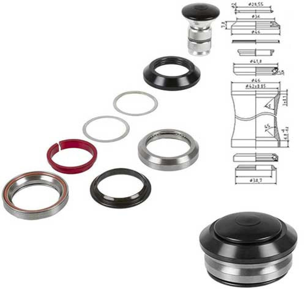 Messingschlager, Steuersatz 1 1/8" Ahead, integrated 41.8 schwarz, 45°, 390514