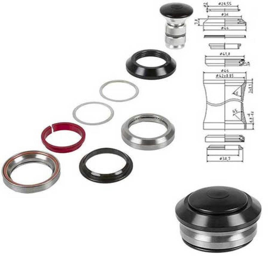 Messingschlager, Steuersatz 1 1/8" Ahead, integrated 41.8 schwarz, 45°, 390514