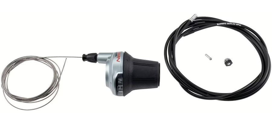 Shimano Nexus SL-C6000 8-fach Drehgriffschalter Silber mit Schaltzug und Außenhülle für City- und Trekkingräder
