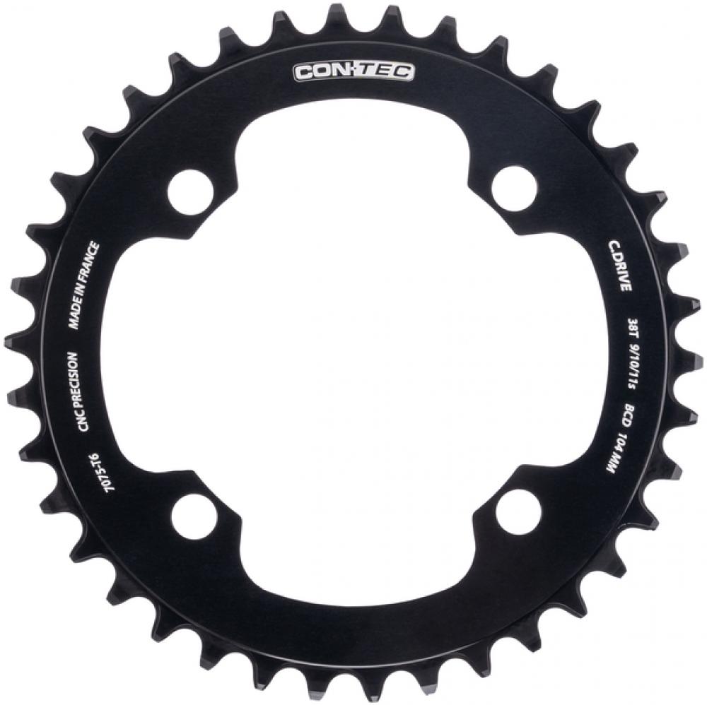 CONTEC Kettenblatt "C.Drive B"n4-Arm, 104mm Lochkreis, 9-/10-/11-fach, 3/32", Narrow-Wide (NW) Zahnprofil, Aluminium 7075, schwarznSB-verpackt, passend für Bosch Antrieb Gen.1, Gen.3 und Gen.4, 38 Zähne