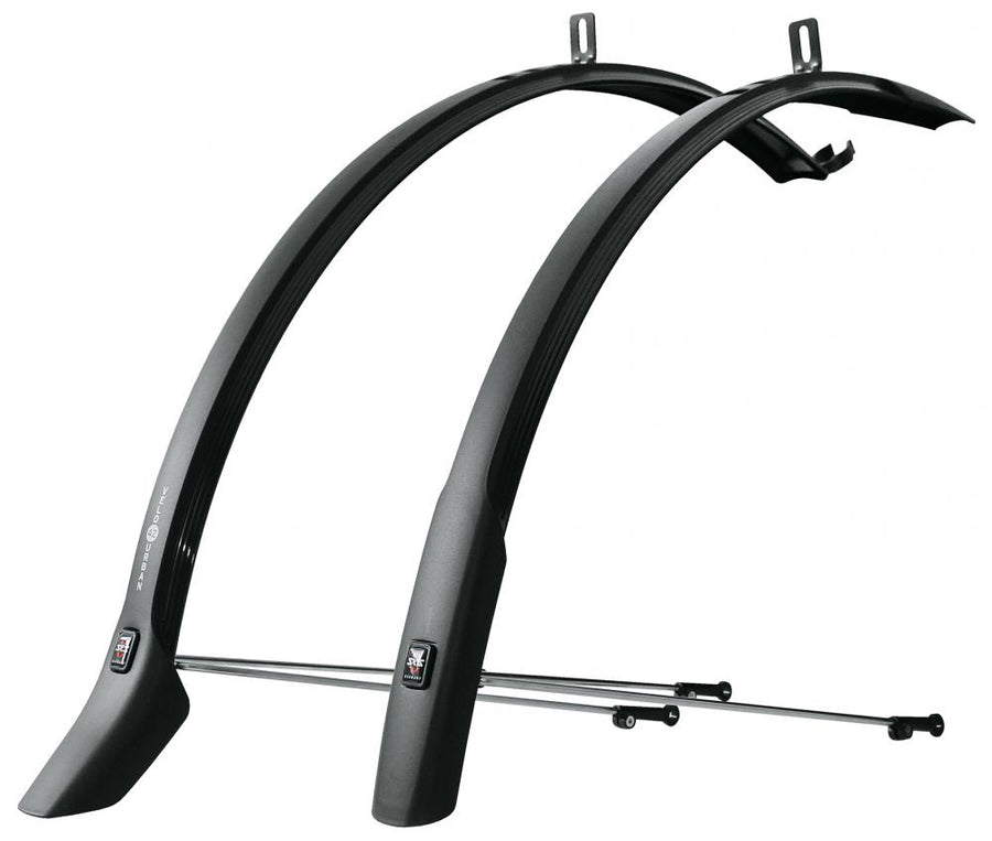 SKS Velo 42 Urban Schutzblech-Set in Schwarz für 28 Zoll Citybikes inklusive robuster silberner Befestigungsstreben.