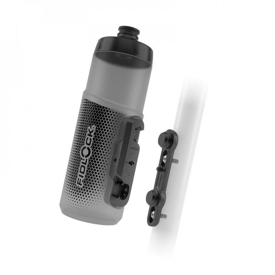 Fidlock TWIST Bottle 600ml + Bike Base Smoke  Magnet-Mechanische Fahrradflasche für sicheres Einrasten und einfache Entnahme, BPA-frei, inkl. Halterung