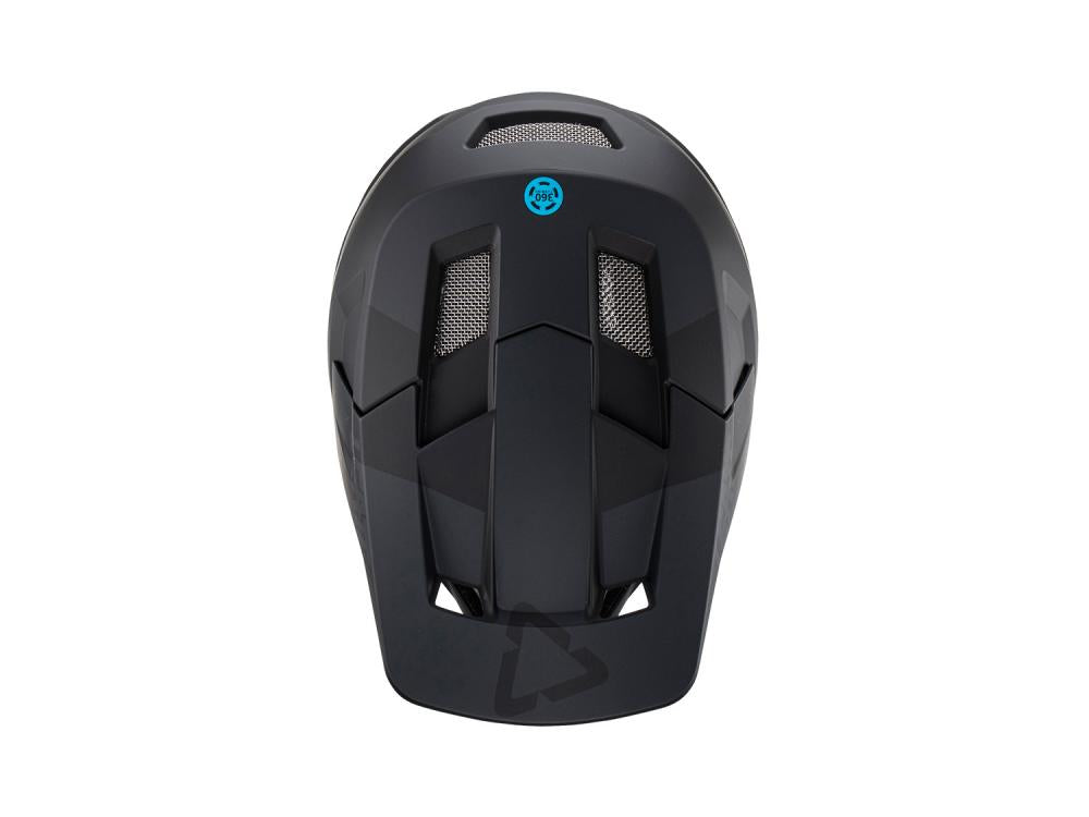 Leatt MTB Gravity 2.0 Helm Stealth XL, Rückseite, schwarz, mit 360° Turbine Technologie und großen Belüftungsöffnungen.