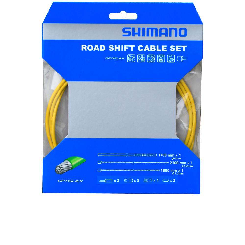 SHIMANO Schaltzug-Set Road OPTISLICK Schaltzug - Road-Bowdenzüge für Rennrad, Gelb