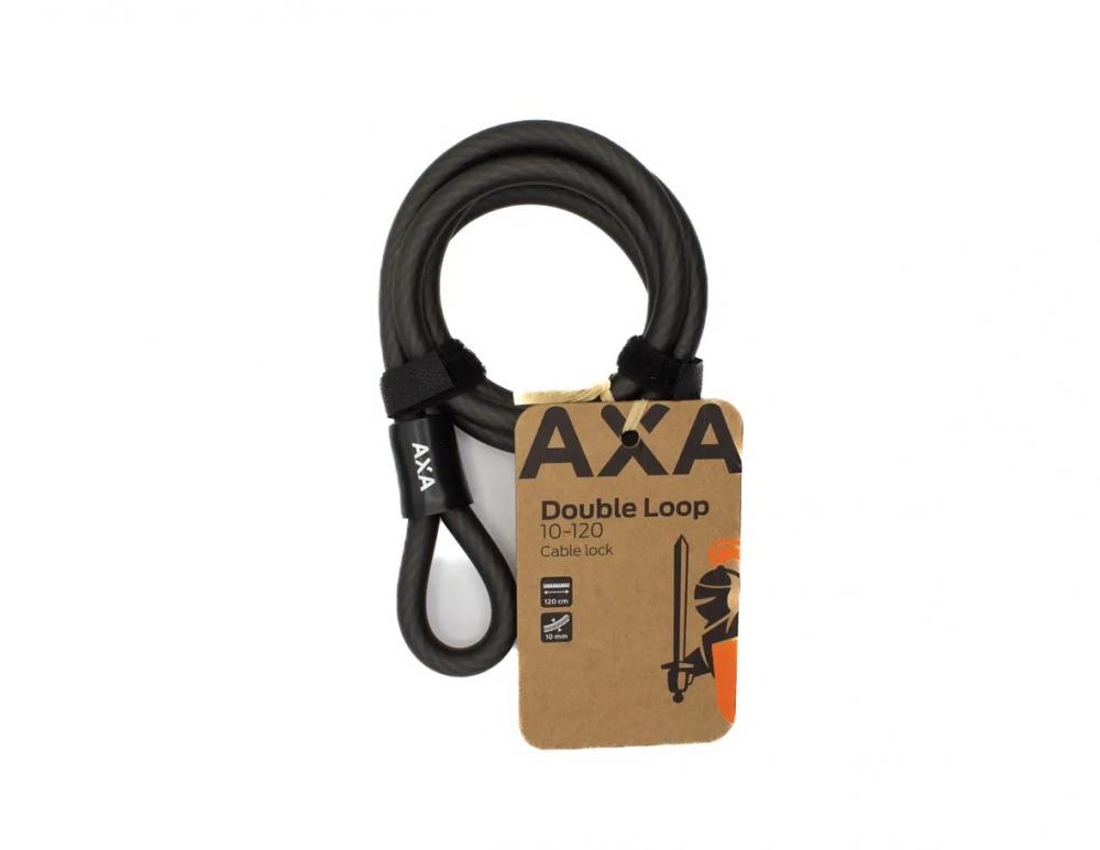 Axa Double Loop 10-120 Fahrradschloss, schwarzes Kabelschloss 120 cm lang, 10 mm Durchmesser