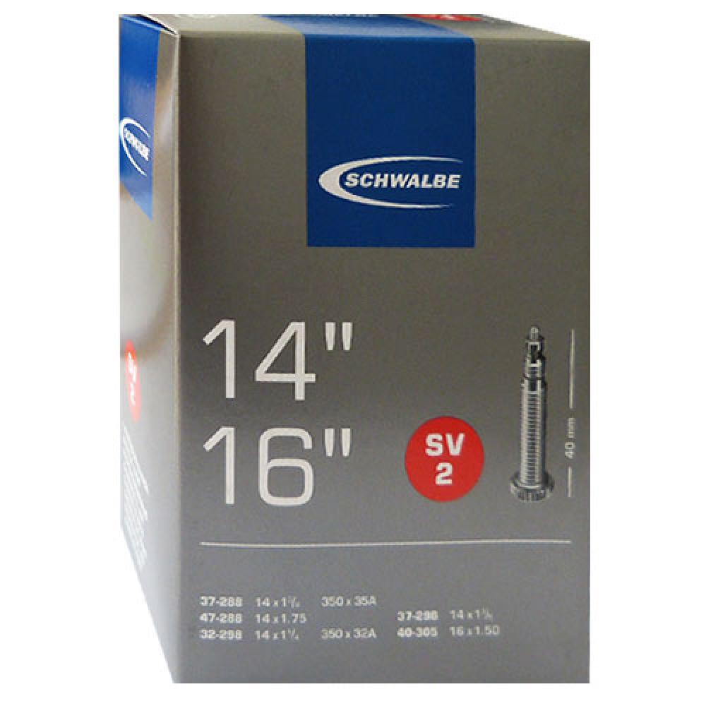 Schwalbe Fahrradschlauch SV2 für 14-16 Zoll Reifen mit 40mm Sclaverandventil.