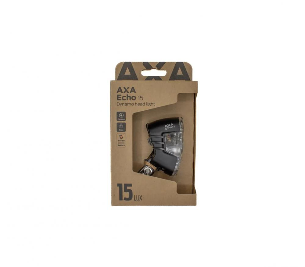 AXA Frontlicht Echo 15 E-Bike 15 LED-Fahrradlicht, 15 Lux, in Verpackung für optimale Sichtbarkeit.