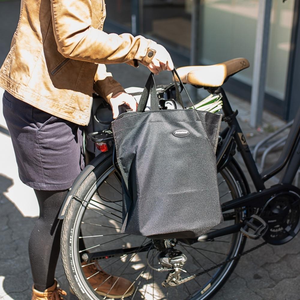 Haberland Faltbare Fahrrad-EK-Tasche schwarz - praktische Einkaufstasche für den Gepäckträger