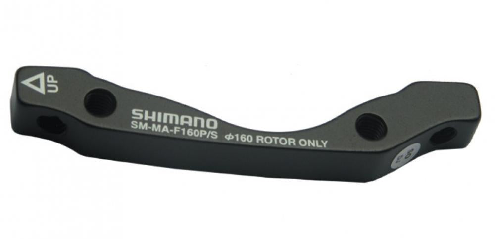 SHIMANO Scheibenbremsadapter SM-MA-F160P/S, schwarz, vorne PM IS für 160mm Bremsscheiben.