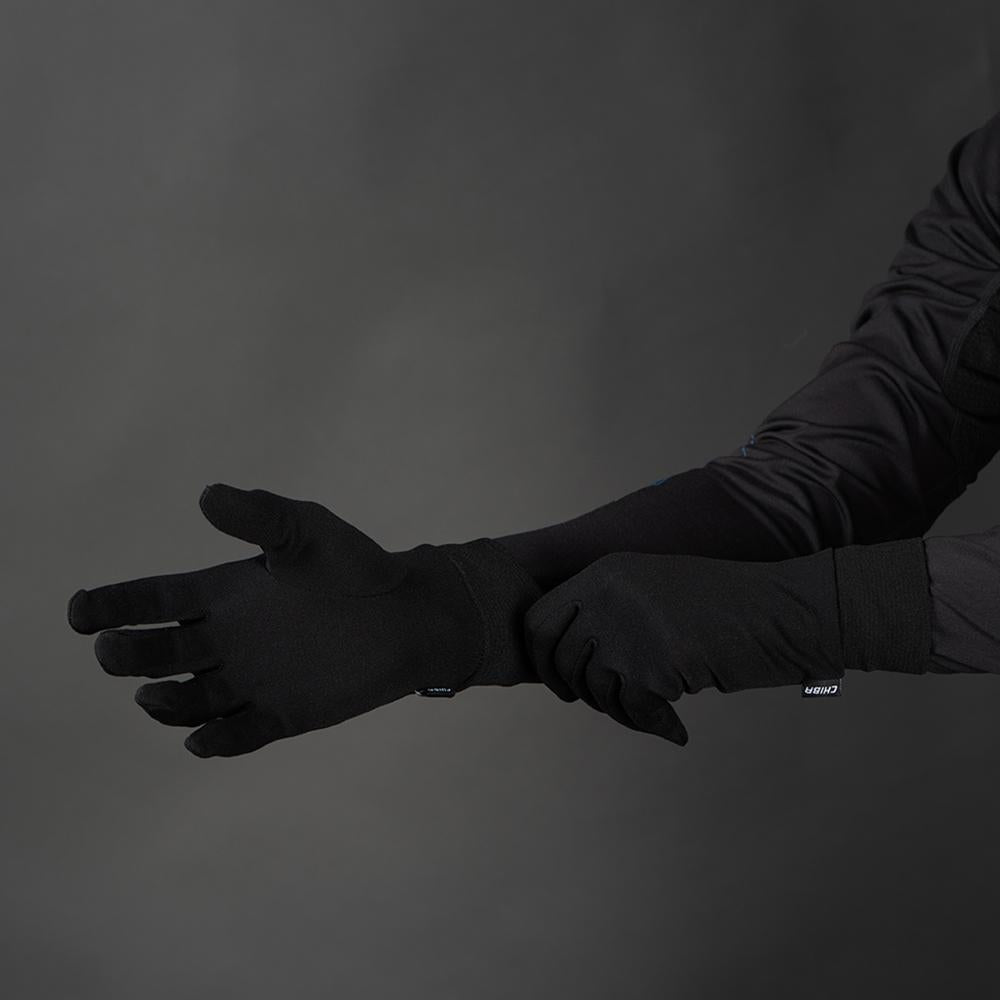 CHIBA Seiden Handschuh - Unterziehhandschuh schwarz XL, Touchfinger, extra leicht