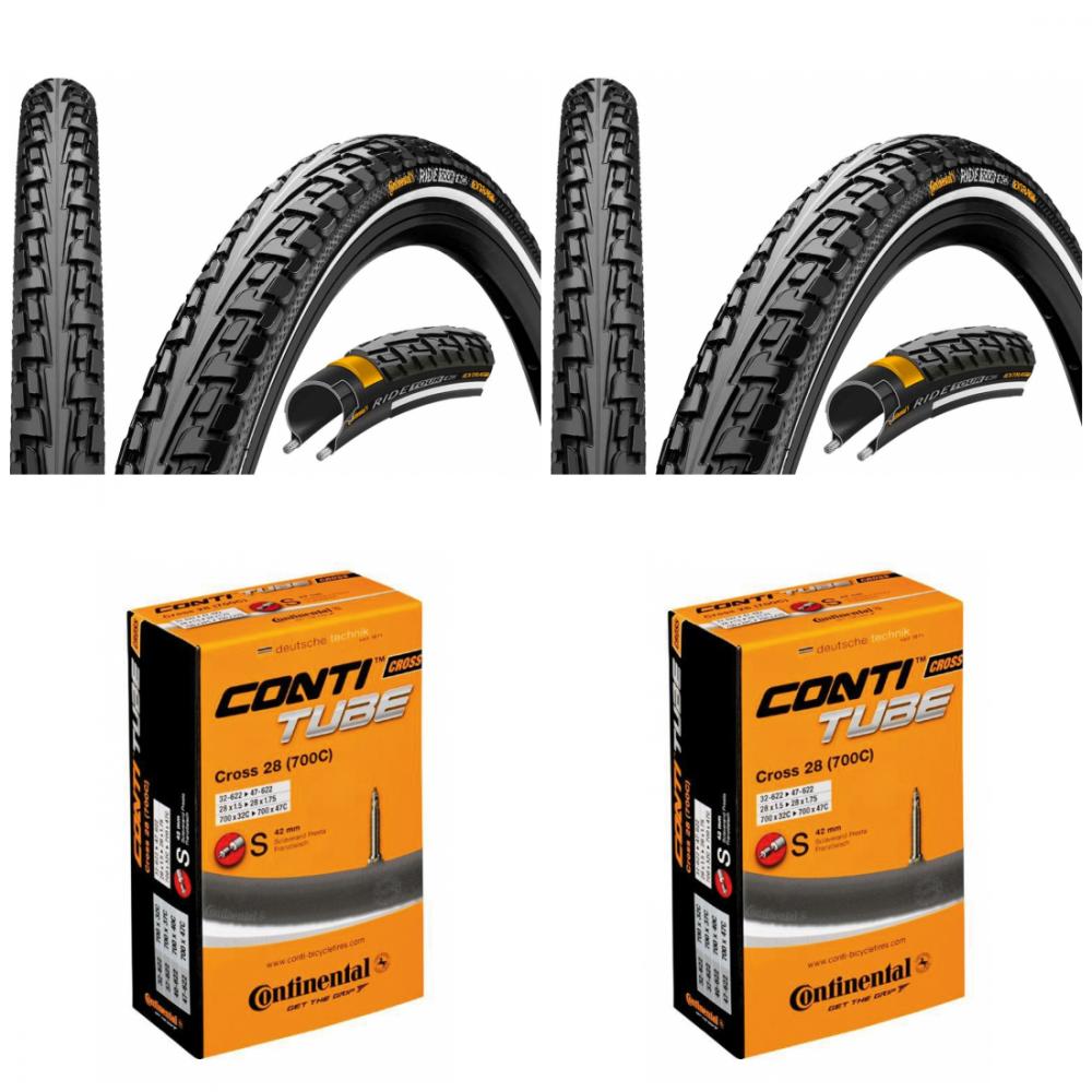 Continental Ride Tour Reifen 28x1.40 und Conti Tube Cross Schläuche 28" 700x32/47C Set für Fahrräder.