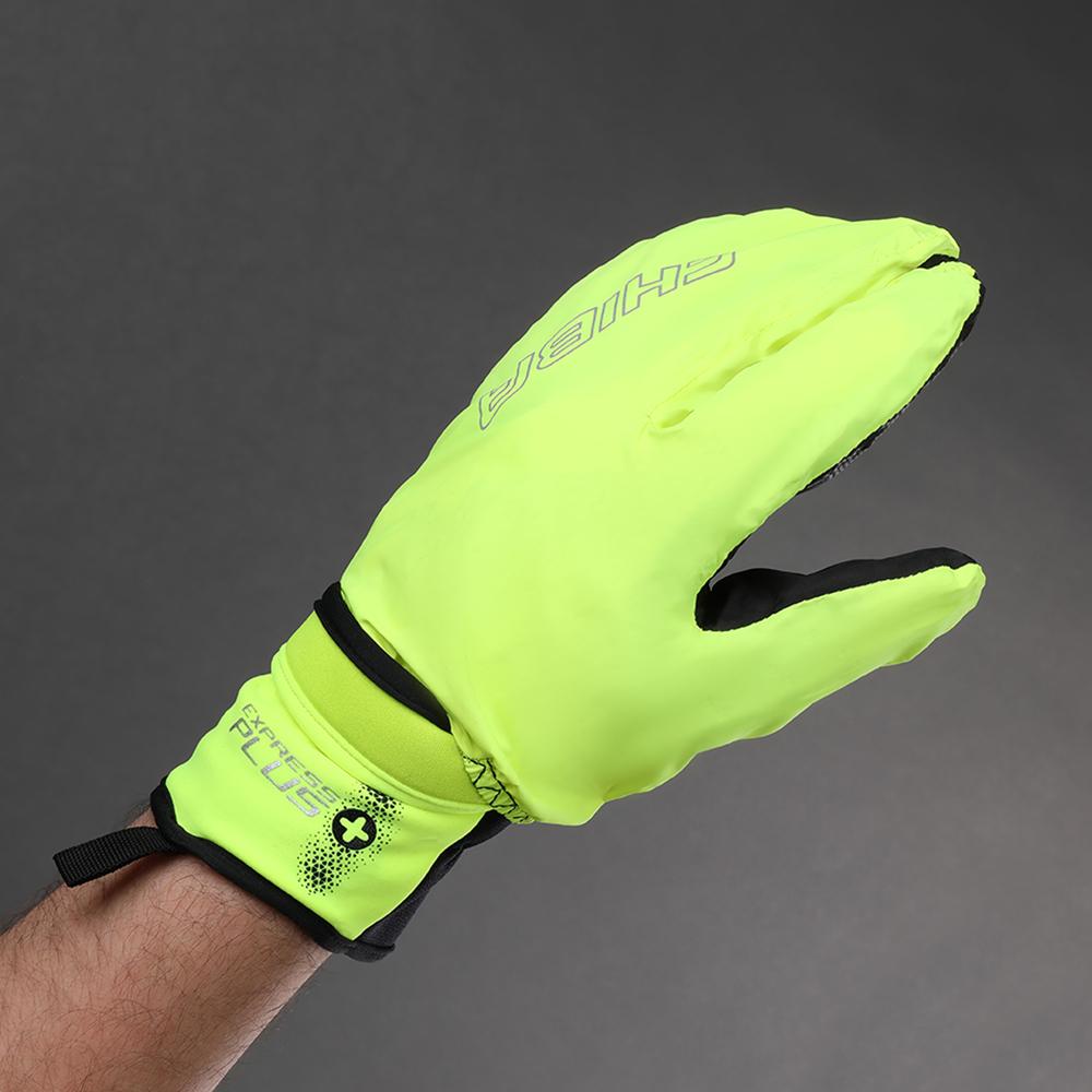 CHIBA Express+ - Radhandschuhe neongelb XL mit Regenüberzug und Gelpolster
