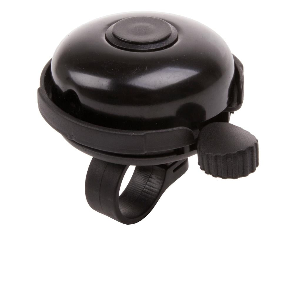 M-Wave Bella Trill Fahrradklingel, schwarz, 53mm, Aluminium, Rechtsmontage.