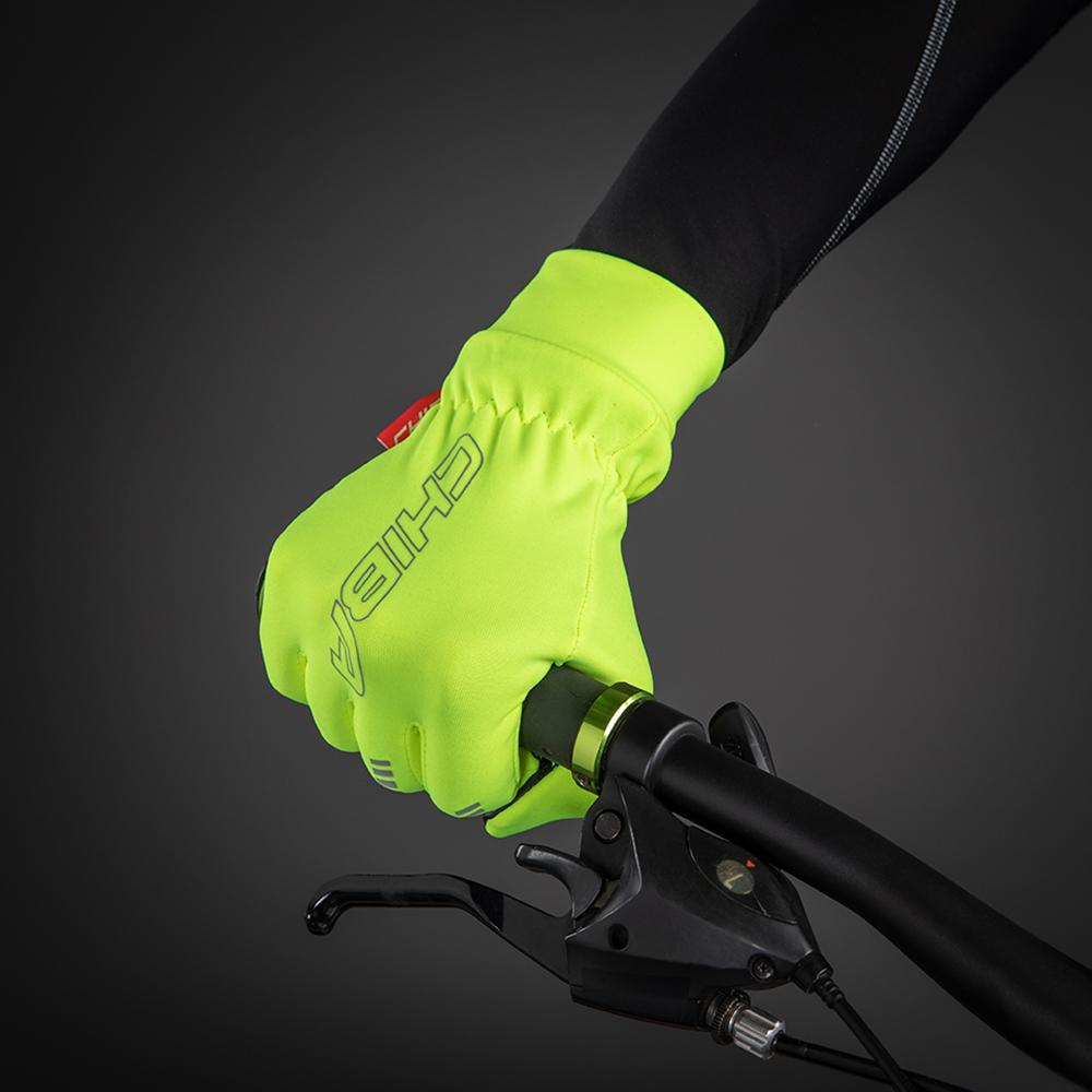 CHIBA Thermofleece - Radhandschuhe neongelb, atmungsaktiv, Touchfunktion, Größe L