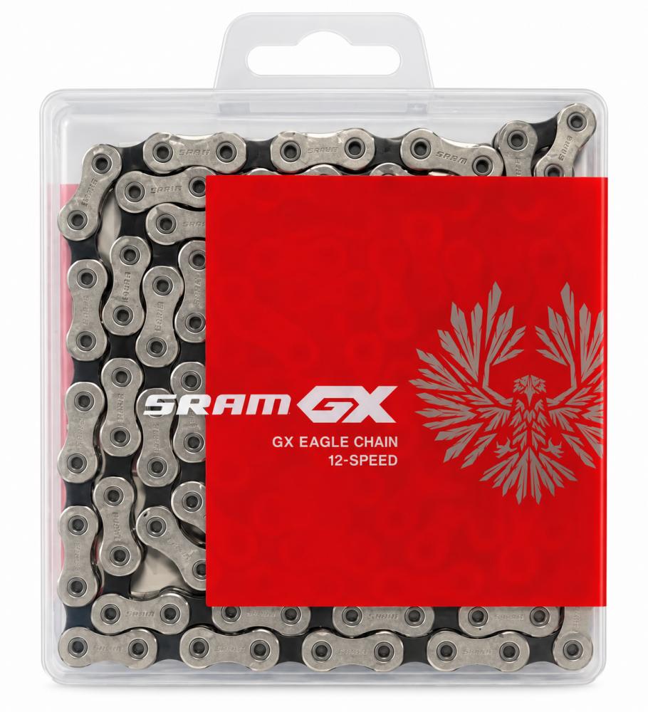 SRAM GX Eagle Kette 12-fach 126 Glieder mit PowerLock silber-schwarz