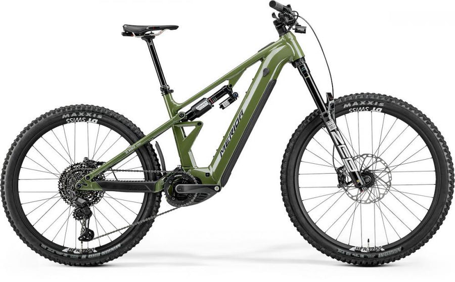 MERIDA eONE-EIGHTY 900 E-Mountainbike Fully - Größe L - 800 Wattstunden - Bosch Performance Line CX - 180 Millimeter Federweg - anaconda green black