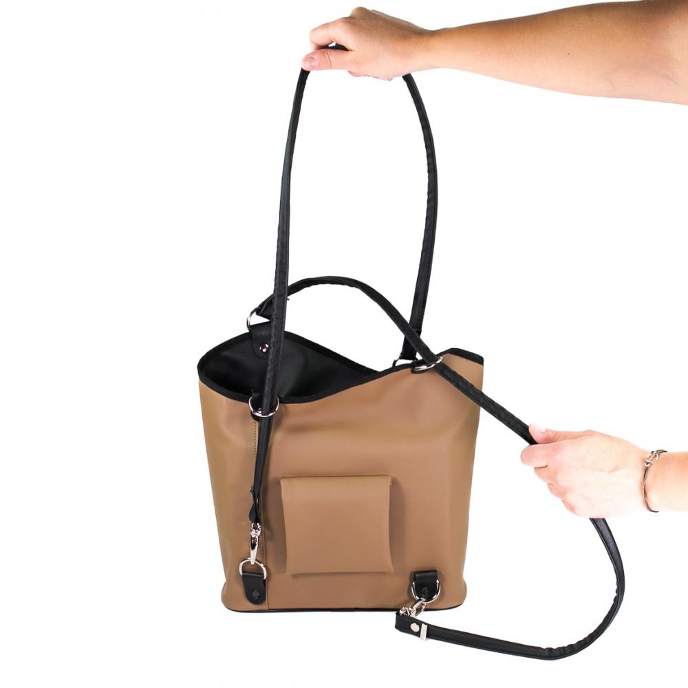 Haberland Lenkertasche Melanie hellbraun/schwarz beige - flexible Rucksack-Lenkertasche mit KLICKfix