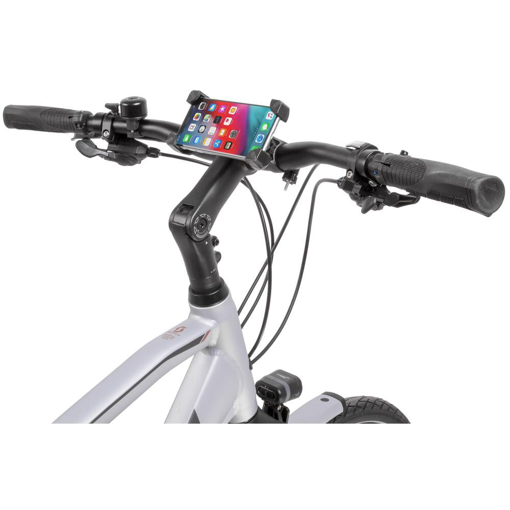 M-Wave Eindhoven Grip Edge Smartphone-Halter, 360° drehbar, Clip-On für Ø 22,2-31,8 mm, ABS, universal, stoßdämpfend