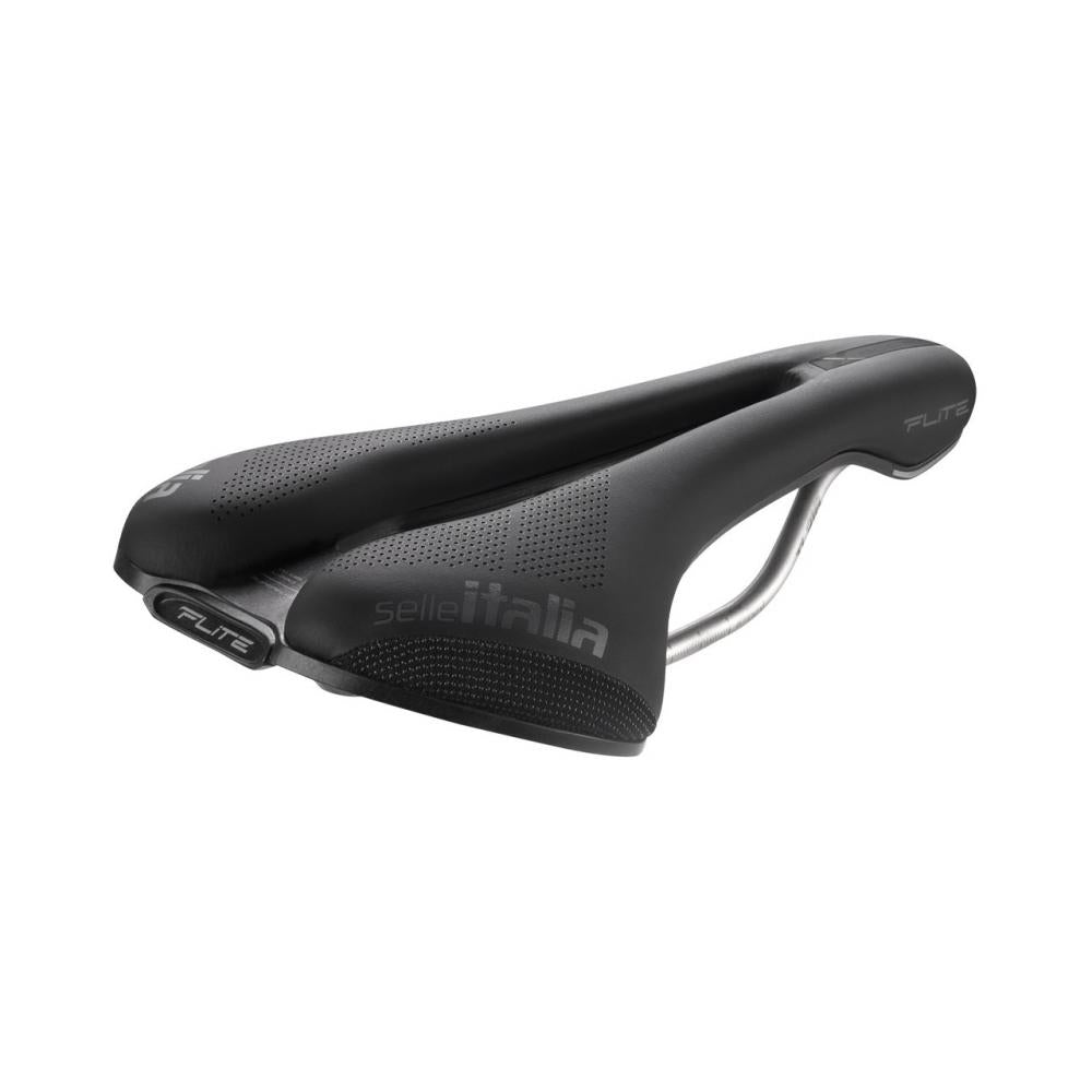 Selle Italia Flite Boost X-Cross TI 316 Superflow S3 - schwarzer XC/MTB Lochsattel mit Shock-Absorbern & Superflow-Ausschnitt