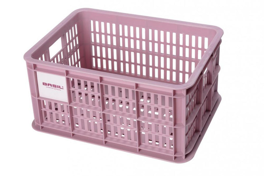 Basil Fahrradkiste S, 17,5L, rosa, recycelter Kunststoff, 39x29x20cm, kompatibel mit MIK/Racktime, ideal für Damen-, Herren- und Kinderfahrräder.