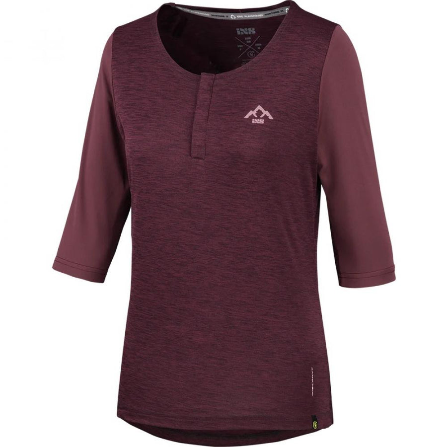 IXS Sports Division iXS Carve X Women Henley 42 Raisin/Solid Raisin - atmungsaktives MTB-Jersey