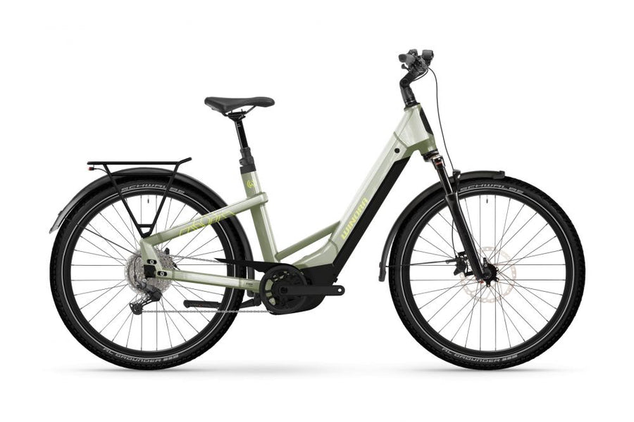 YAKUN X10 LOW E-Bike 800Wh Akku 10-Gang Shimano Deore Tiefeinstieg - Ivory Green - E-Mountain Bike
