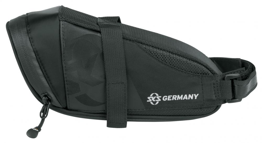 SKS Satteltasche Racer Straps 800 schwarz  Kompakte Fahrradtasche mit Klettbefestigung, 800 ml Volumen, wasserabweisend, aerodynamisches Design, ideal für Rennräder und Gravelbikes
