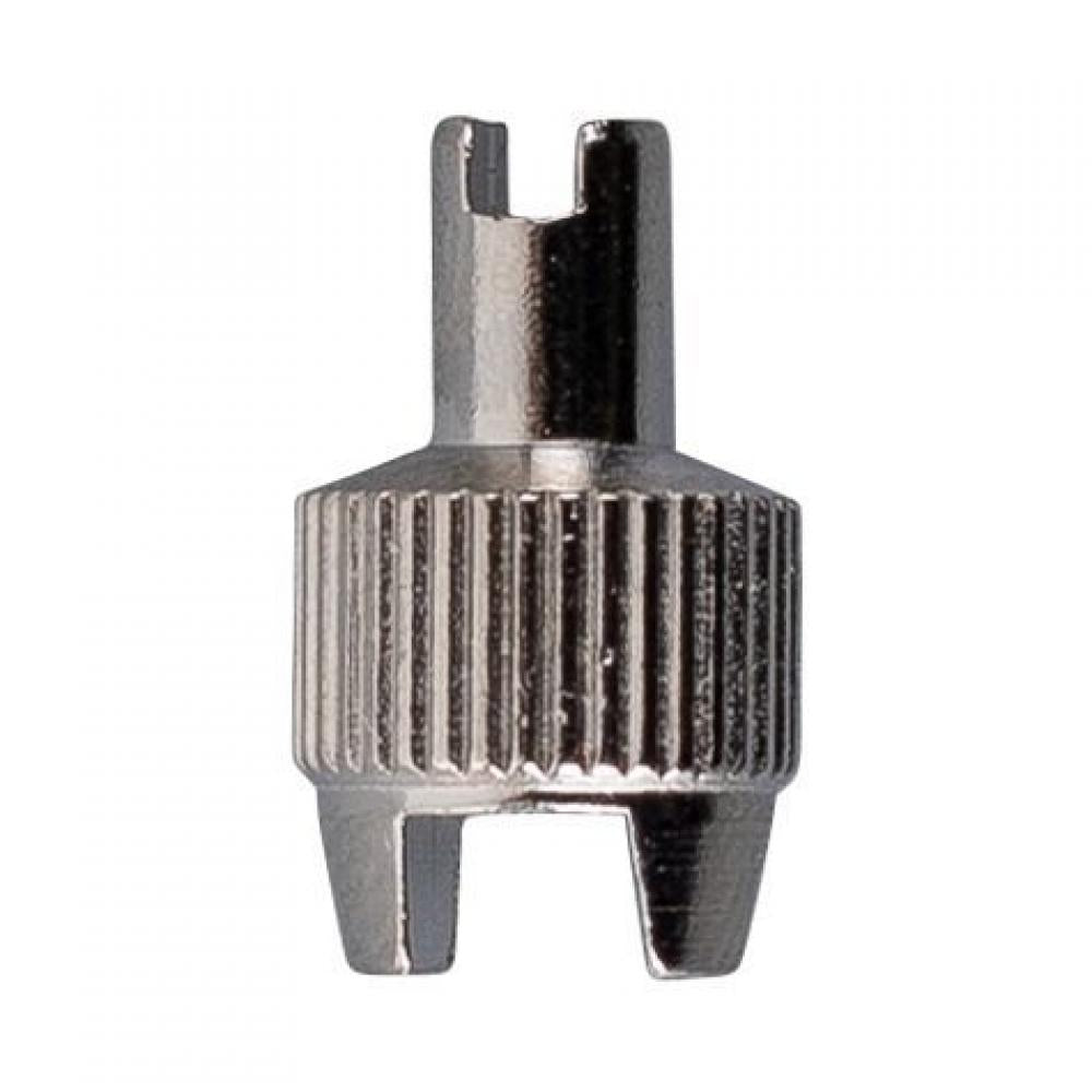 Schwalbe Ventilschlüssel aus vernickeltem Messing für SV/AV Ventile, robustes Werkzeug zur Ventilmontage und -demontage.