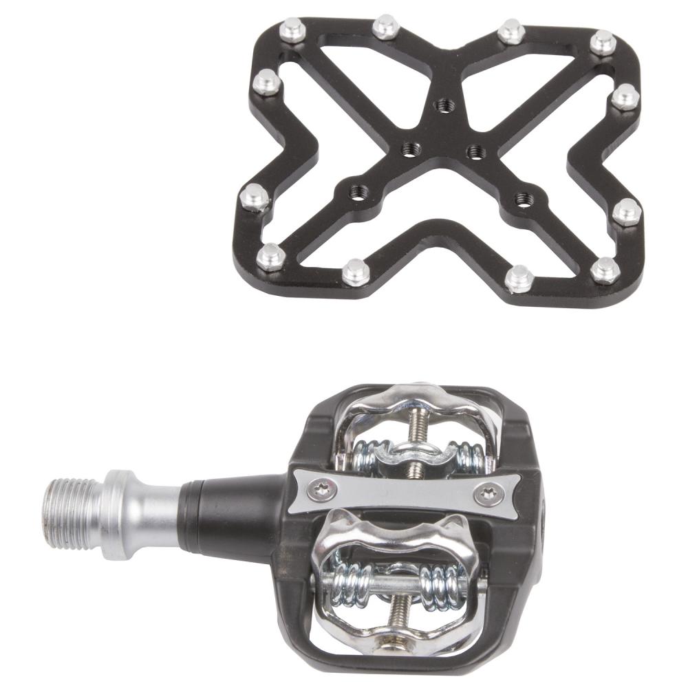 M-Wave Pedalplatten Transformer A Plattformadapter für Shimano SPD und Look Keo Systempedale, Aluminium schwarz.