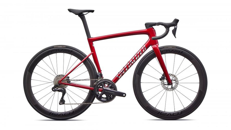 Specialized Tarmac SL8 Pro Rennrad - Größe 49, Gloss Red Sky Chrome, Shimano Ultegra Di2, Roval Rapide CL II, Powermeter